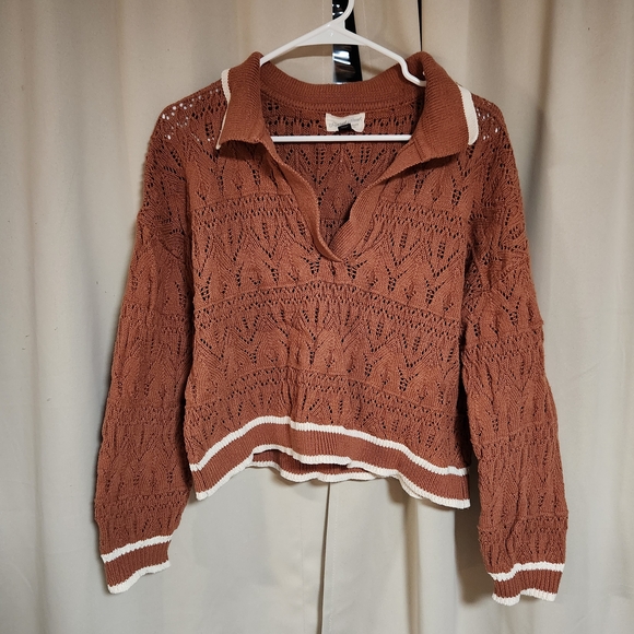 Universal Thread Sweaters - V-Neck Open Knit Pullover Sweater